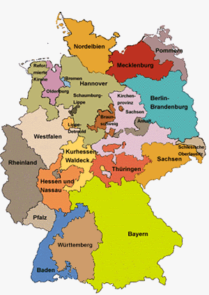 Karte der deutschen Pfarrvereine